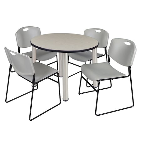 Regency Kee Round Table & Chair Set, Wood, Metal, Polypropylene Top, Maple TB36RNDPLBPCM44GY